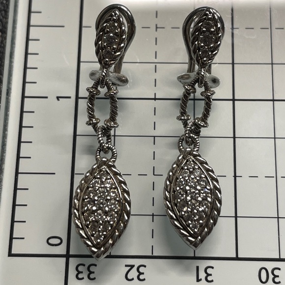 Judith Ripka 925 Sterling Silver and CZ - retired dangle earrings - Picture 3 of 6